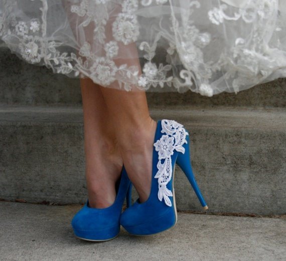 Something old. Put lace from Mom's old wedding dress on your something blue shoes!