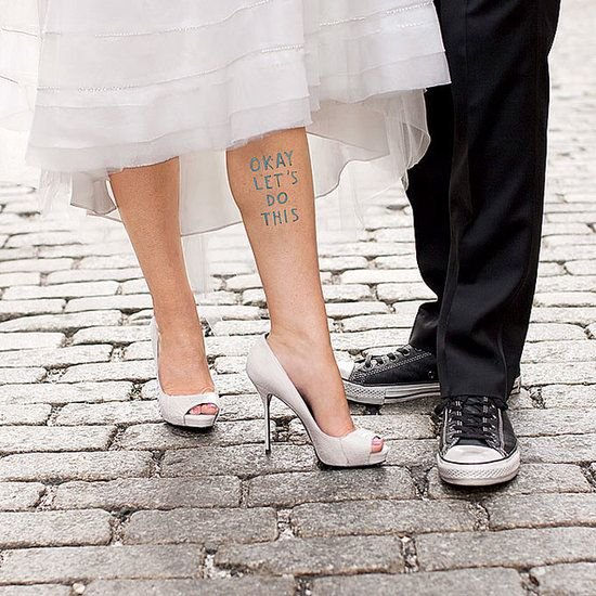 Creative Something Blue Idea. Link to other 'something blue' ideas. Custom tattoos available from http://tattly.com/