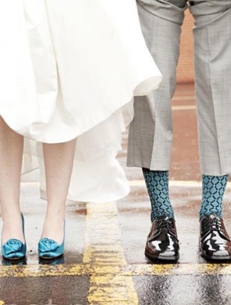 Love the matching socks and shoes! #wedding #shoes #turquoise
